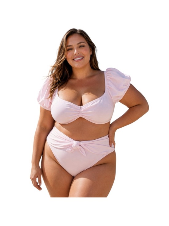 ADOREME Other - Adore Me Pink Puff Sleeve Bikini Set Plus Size 2X